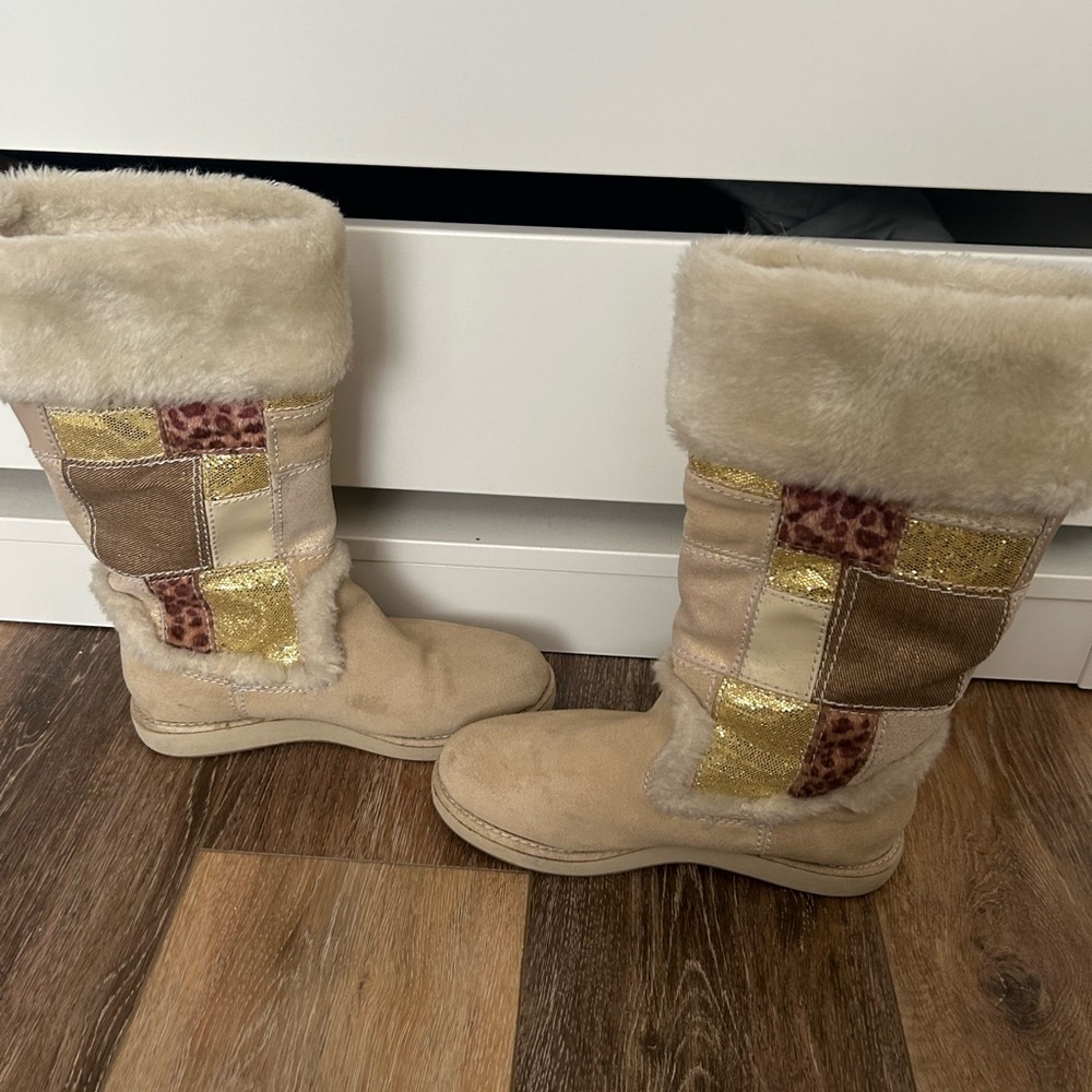 Guess Faux Fur Patchwork Boots